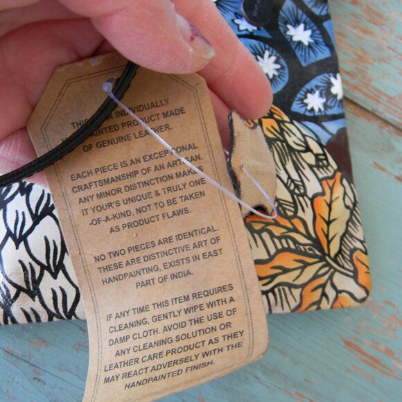 NWT SMALL BOHO PAINTED OWL LEATHER CROSSBODY BAG ARTISAN - Picture 2 of 9